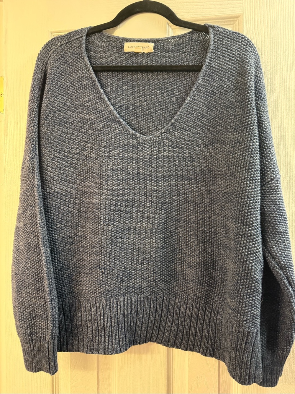 Lucky Brand Women's V-Neck Knit Sweater - Slate Blue